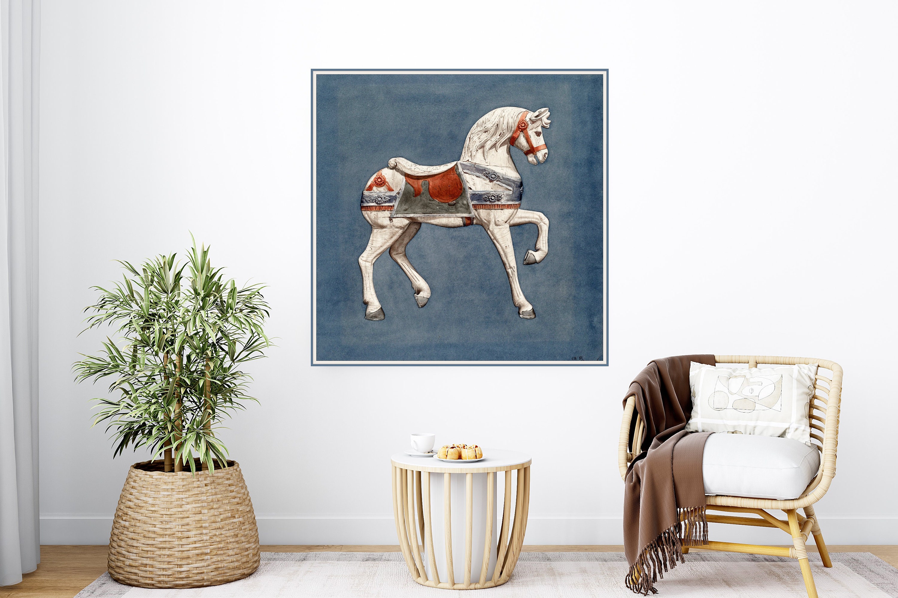 Vintage Carousel Horse Art Print on Canvas Horse Gift Carousel Horse ...