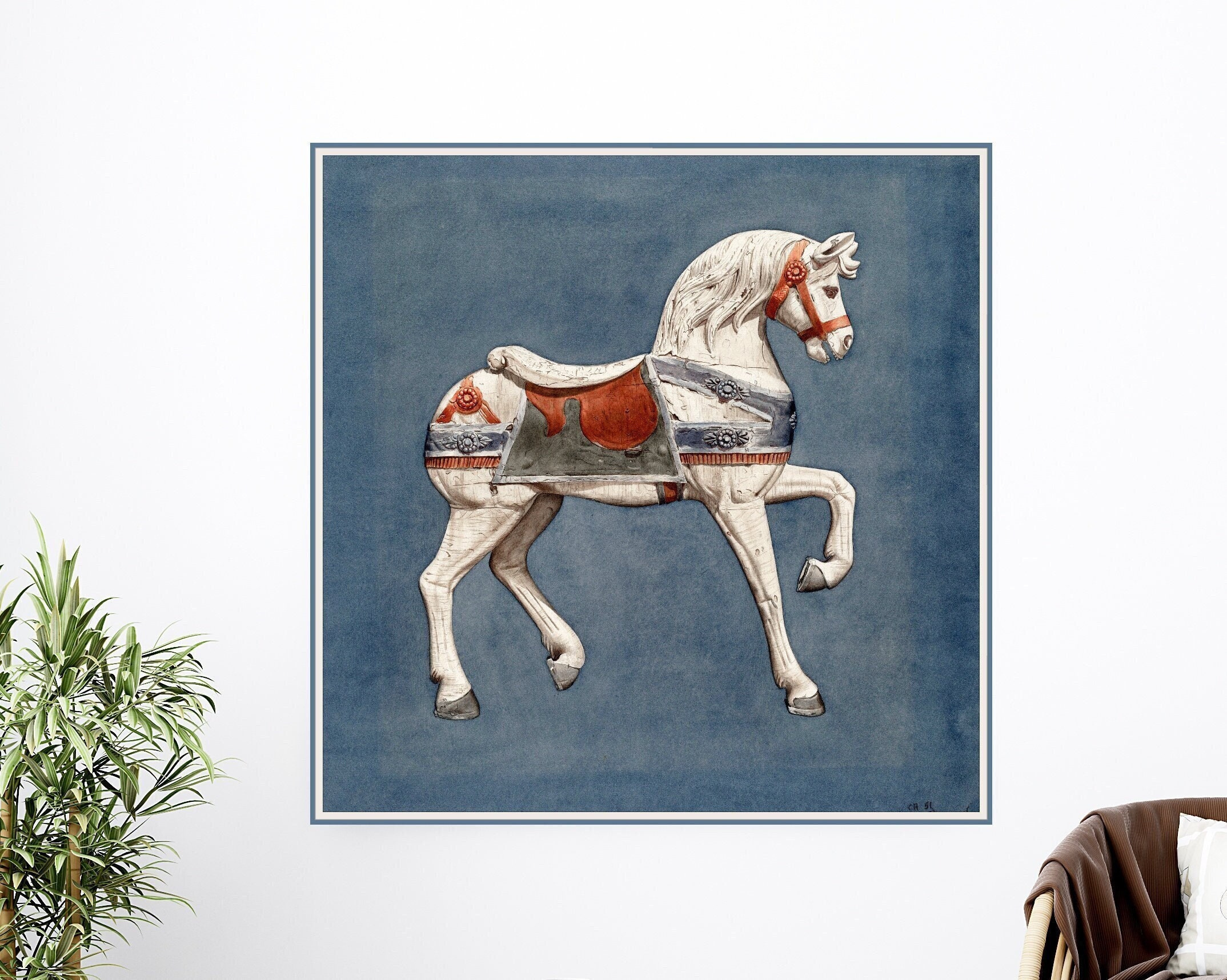 Vintage Carousel Horse Art Print on Canvas Horse Gift Carousel Horse ...