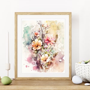 Wildflower art print watercolor floral print farmhouse wall art botanical print flower wall art image 1