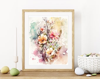 Wildflower art print - watercolor floral print - farmhouse wall art - botanical print - flower wall art