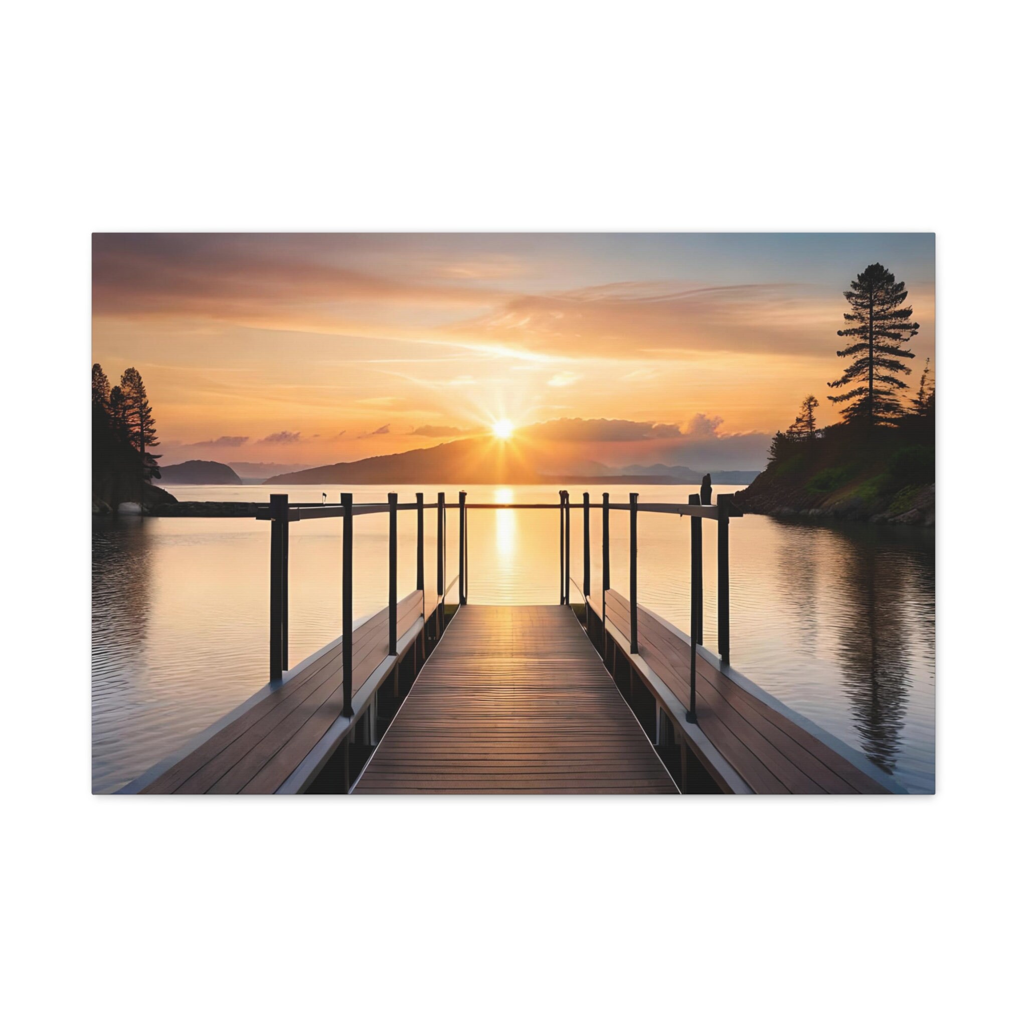 Sunset Over the Dock Canvas Art Print Gallery Style Wall Art Water ...
