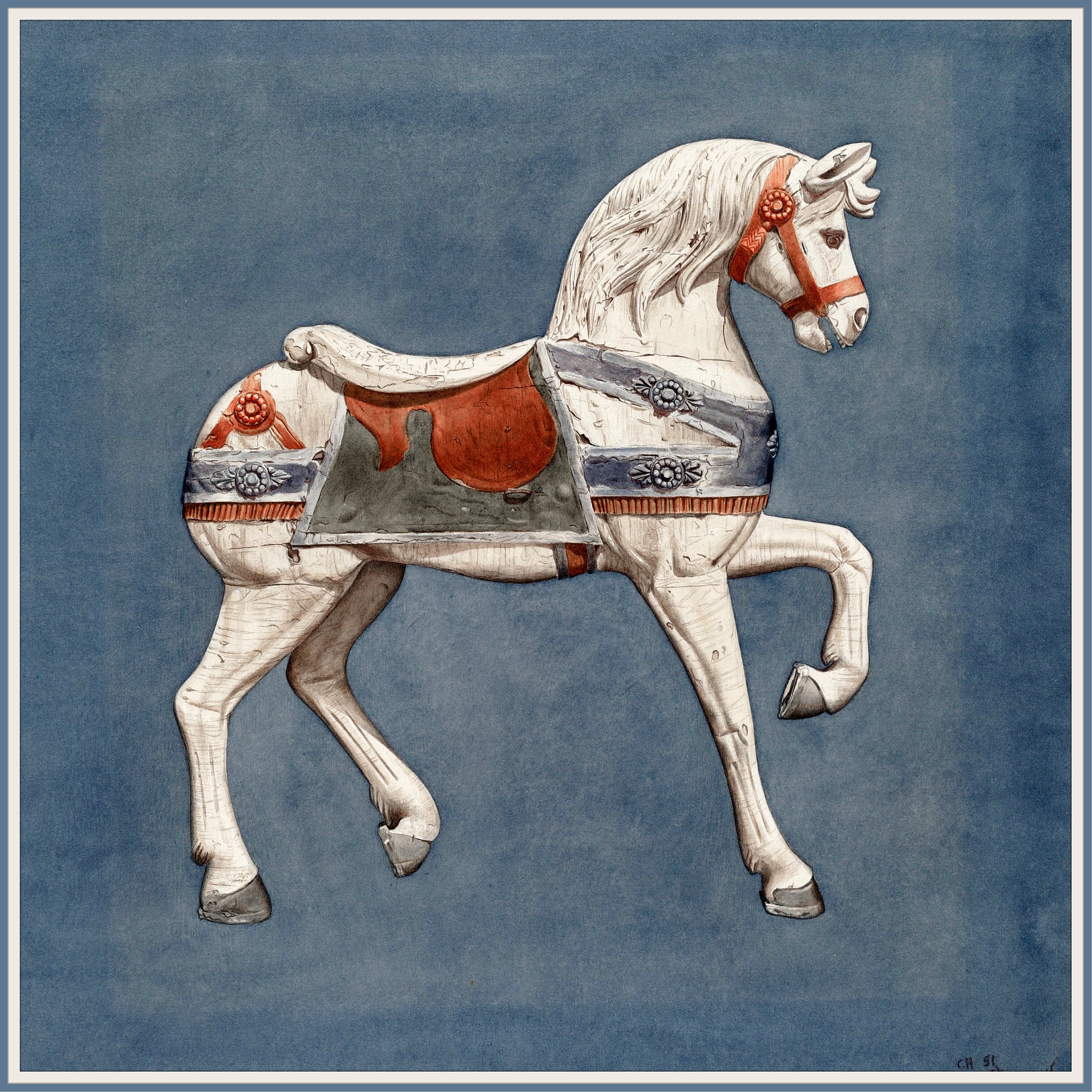 Vintage Carousel Horse Art Print on Canvas Horse Gift Carousel Horse ...