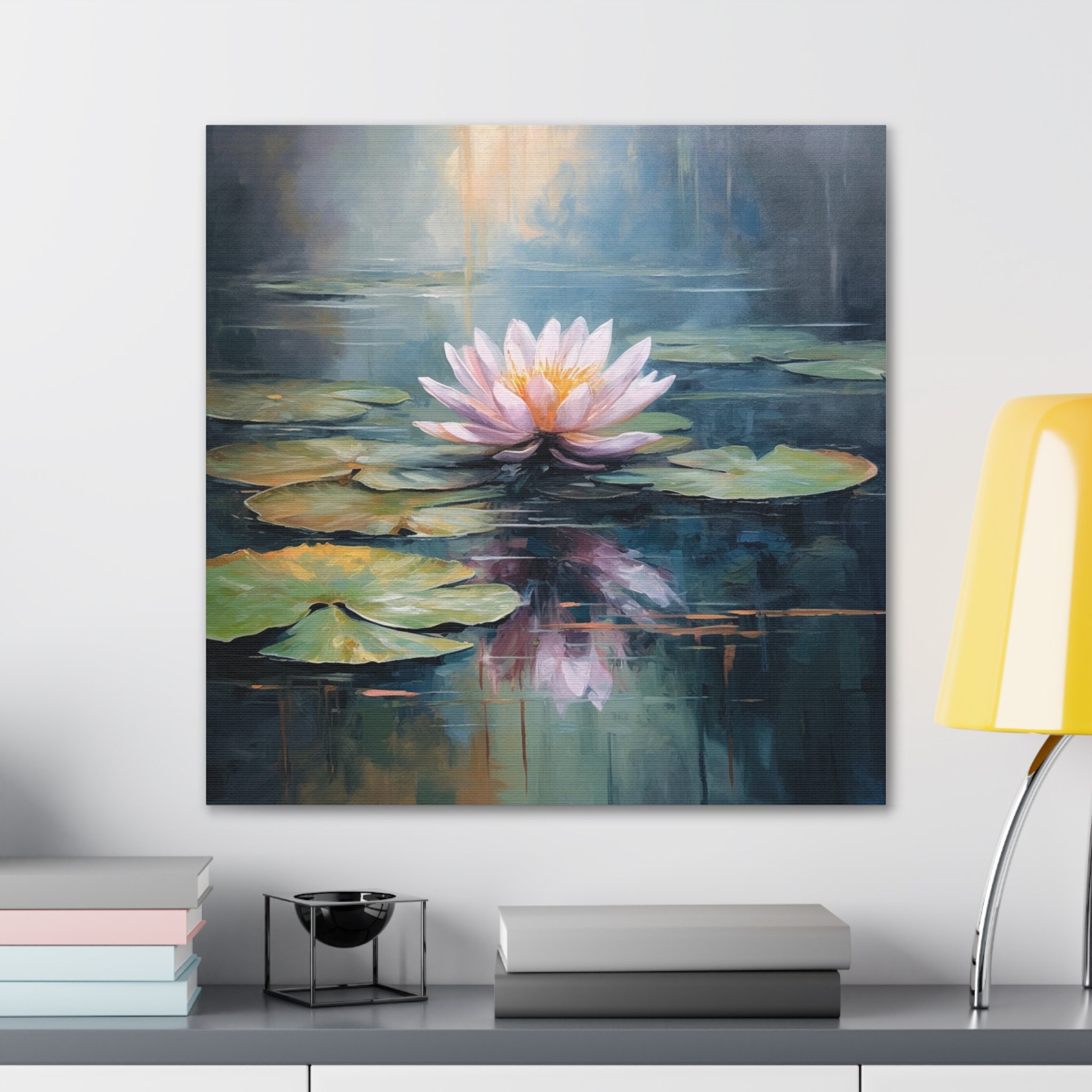 Water Lily Art Print on Canvas Gallery Wraps Interior Design - Etsy