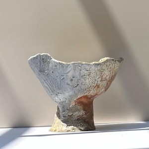 Wood Fired Ceramic Pedestal Bowl: Sculptural Art Vessel