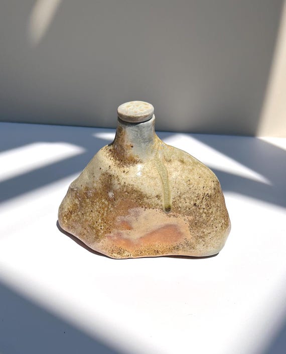 Wood Fired Ceramic Lidded Jar: Sculptural Handmade Vessel