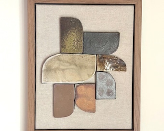 Wood-Fired Ceramic Tile Wall Art | Framed Organic Stoneware