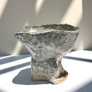Wood Fired Ceramic Pedestal Bowl: Sculptural Art Vessel