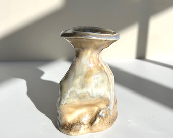 Wood Fired Sculptural Vase: Handmade Ceramic Art Vessel