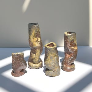 Sculptural Set of Wood Fired Vases|Handmade Ceramic Vases|Set of 4 Vases|Ceramic Art|Handmade Vases|Wood Fired Textured Vessels