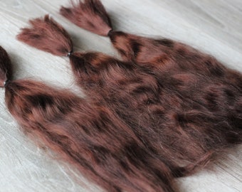 Mohair Doll Hair col fire orange 8-11/" in 0.35 oz locks angora DIY baby reborn