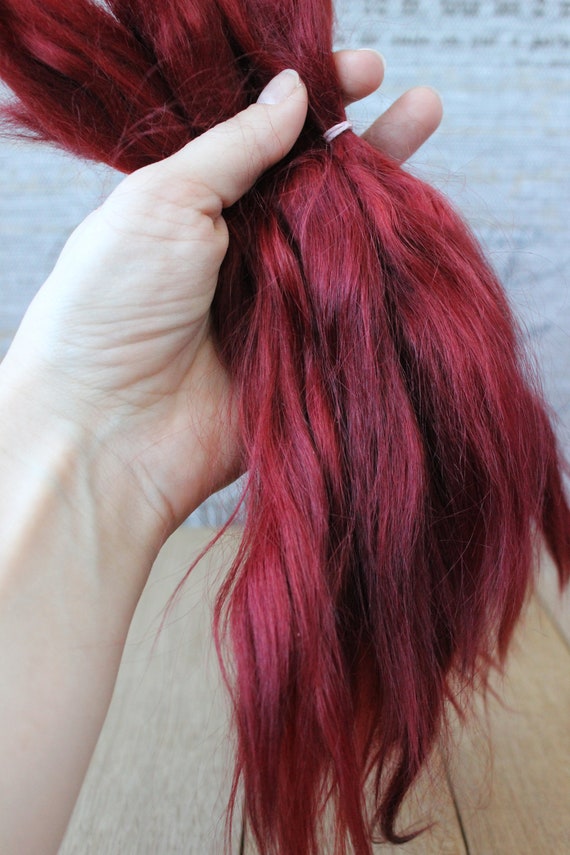 Mohair Doll Hair Color Burgundy Red Tree 8 11 18 27 Cm 0 35 Oz 10 Gr Organic Angora Reborn Blythe Bjd Bullip Doll Parts N 17