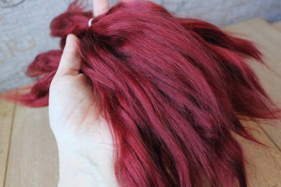 Mohair Doll Hair Color Burgundy Red Tree 8 11 18 27 Cm 0 35 Oz 10 Gr Organic Angora Barbie Reborn Blythe Bjd Bullip Doll Parts N 17