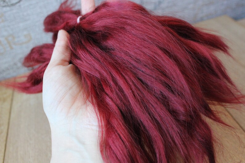 Mohair Doll Hair Reborn Blythe Bjd Bullip color burgundy Red Etsy