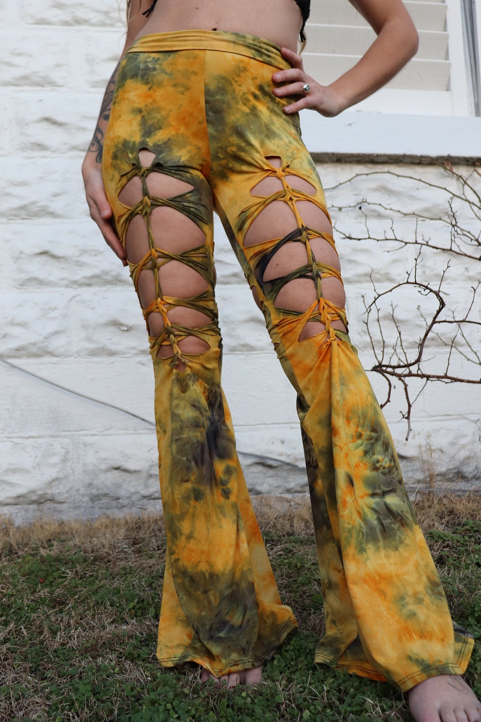 EVELUST Rave Flare Pants for Women - St. Patrick's Day 70s Wide