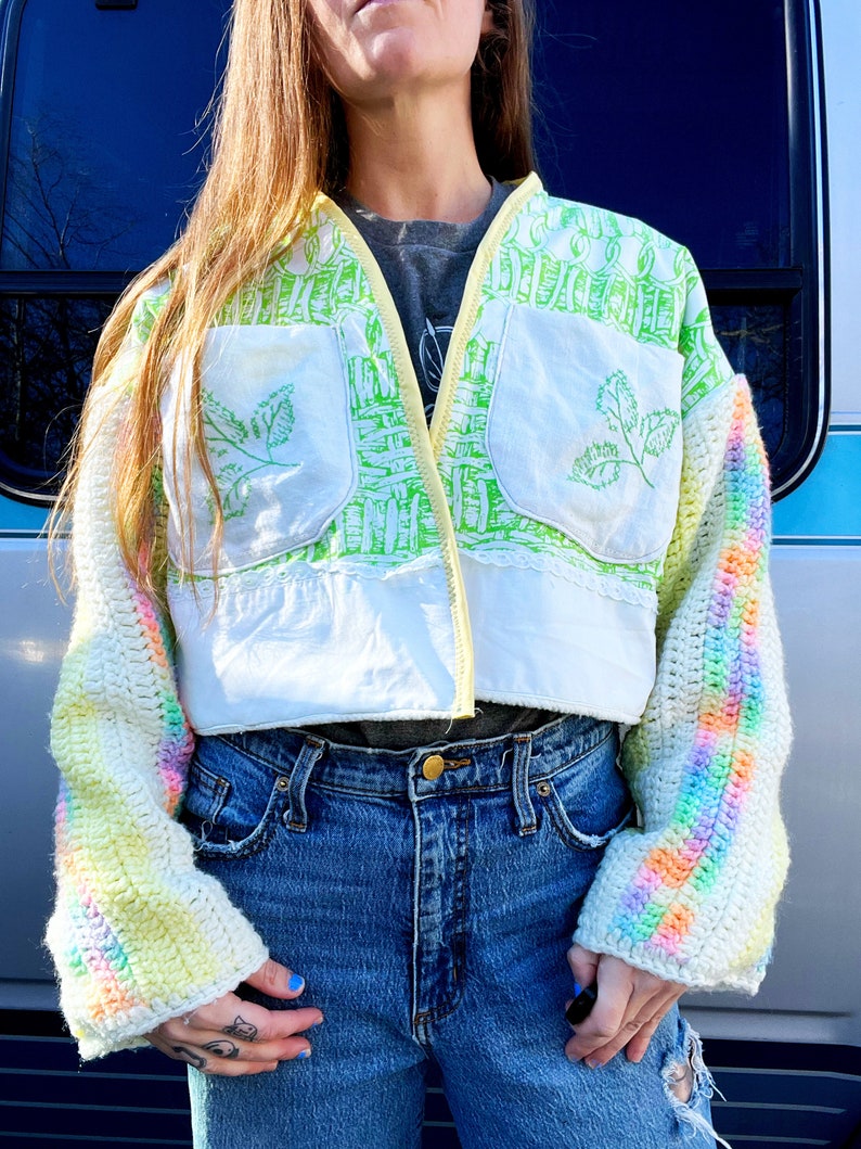 Rainbow Succulent Crop Cardigan image 1