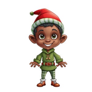 Elfo afroamericano Png, sublimazione natalizia, melanina, sfondo trasparente, elfo cool, stile cartone animato