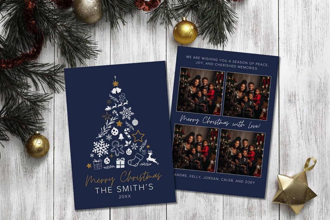 Christmas Photo Card Editable Template for Canva DIY - Etsy