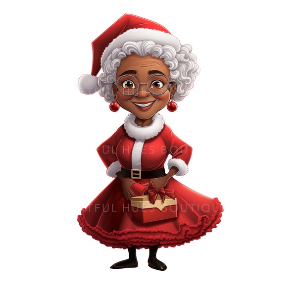 Black Mrs. Claus Png, Sublimation, African American Mrs. Claus, Melanin, Transparent Background, Cool Mrs. Claus, Black Christmas