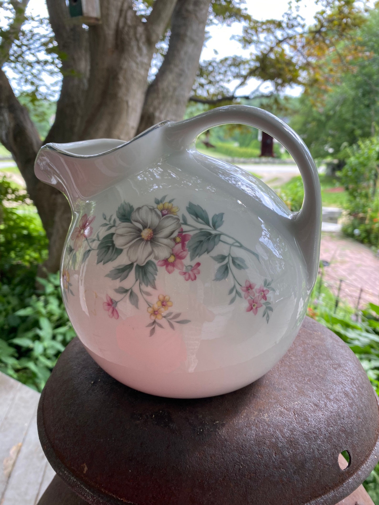 Halls Ball Pitcher Springtime Floral 64 Oz ca 1940s Amazing Etsy