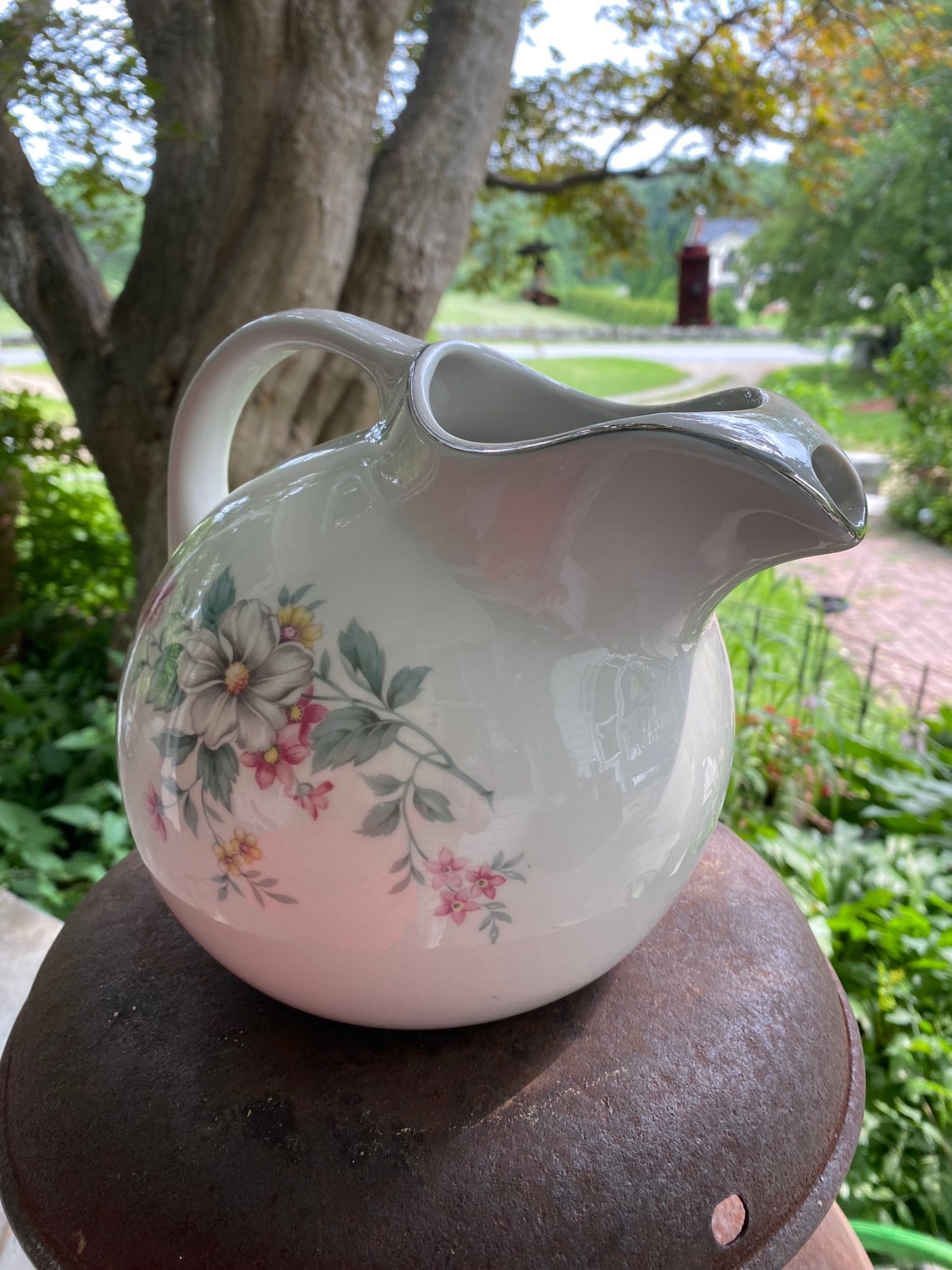 Halls Ball Pitcher Springtime Floral 64 Oz ca 1940s Amazing Etsy