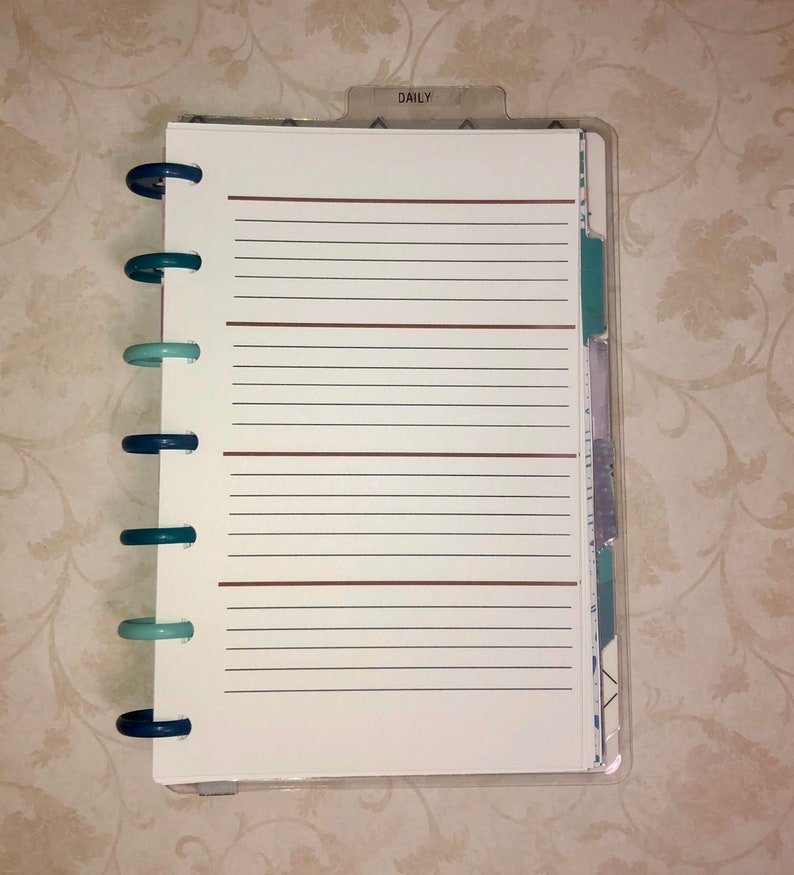 Mini Happy Planner Horizontal Inserts UNDATED, Lined Weekly Inserts. Etsy