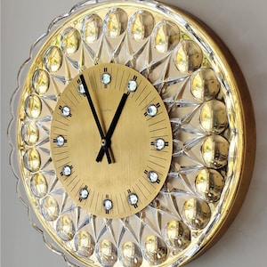 Joska Waldglashütte 24 KT Gold Plated Lead Crystal Hollywood Regency Wall Clock