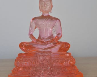 Vintage Thai Buddha Figurine – Translucent Resin Zen Sculpture, Feng Shui Decor