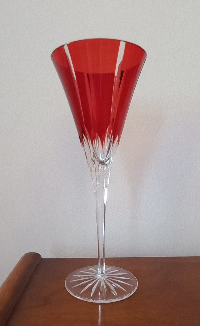 Ajka Crystal Ruby Red Champagne Flutes - Thumbnail 5