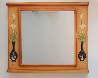 Vintage Handcrafted Signed Bamboo Mirror