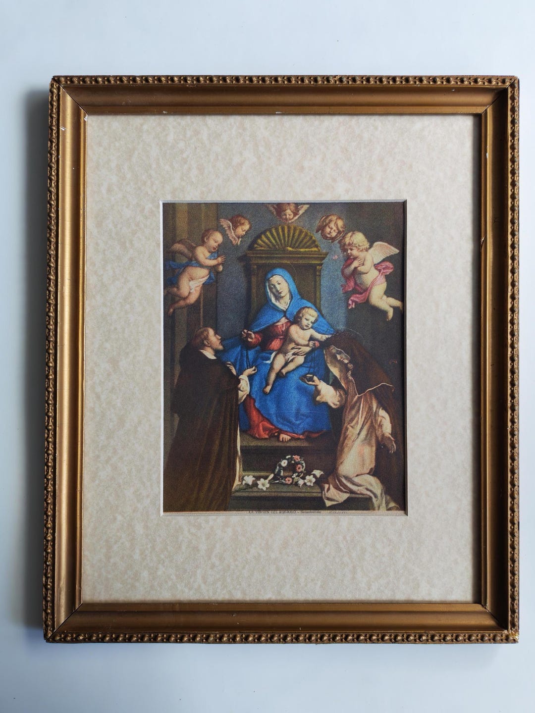 Framed Our Lady of the Rosary Icon – Vintage Catholic Wall Art, Ornate ...