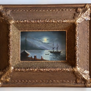 Antique Oil Painting on Canvas with Original Wooden Frame