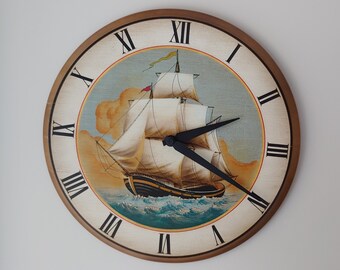 Hand-Painted Wooden Wall Clock