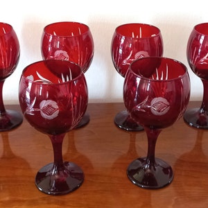 Czechoslovakia Bohemia Ruby Red Set of 6 Glasses
