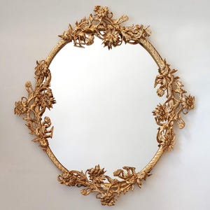 Vintage Gold Plated Brass Floral Mirror Frame