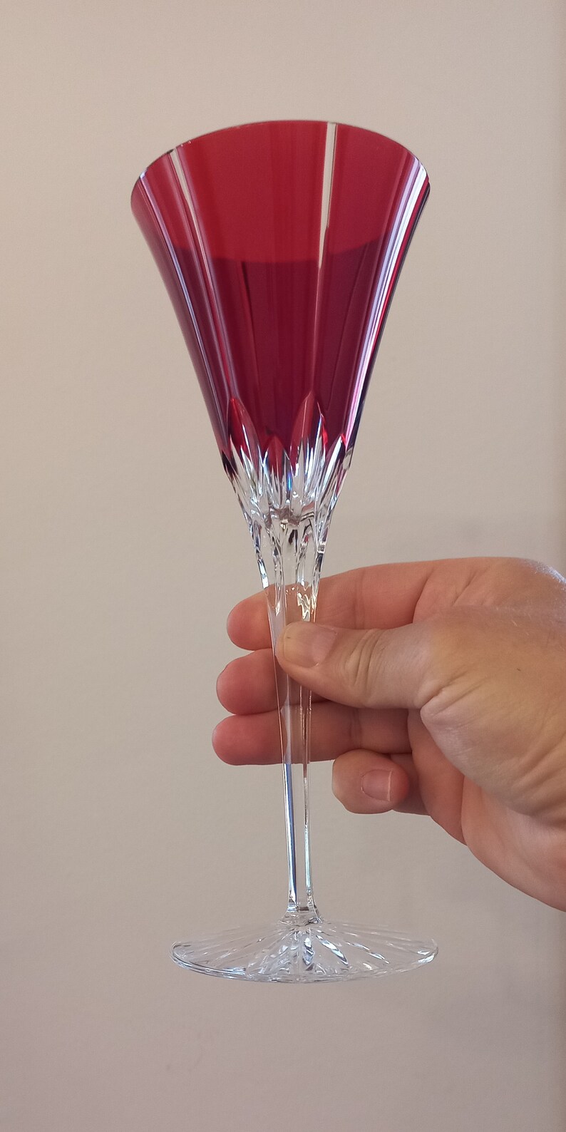 Ajka Crystal Ruby Red Champagne Flutes - Thumbnail 4
