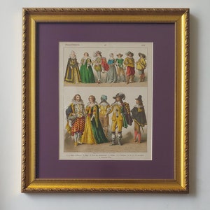 17th Century Historical Costume Lithography Print Wall Decor