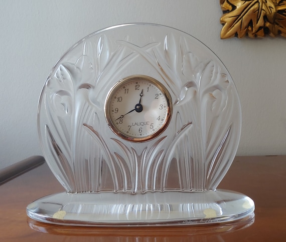 French Lalique Crystal Clock - Etsy