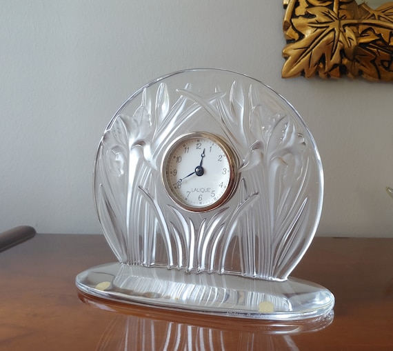 French Lalique Crystal Clock - Etsy