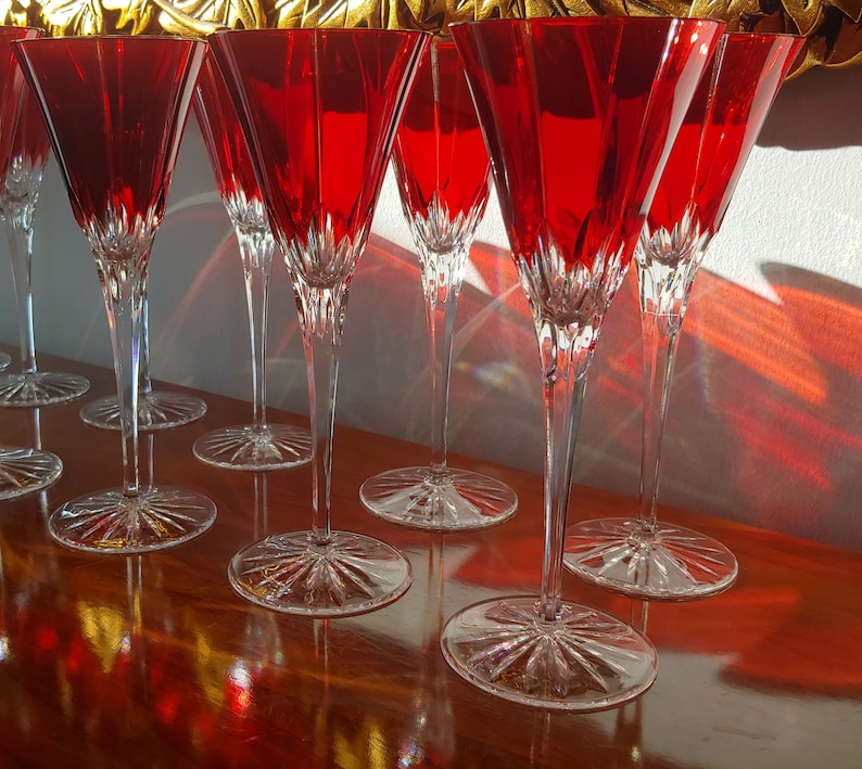 Ajka Crystal Ruby Red Champagne Flutes - Thumbnail 2
