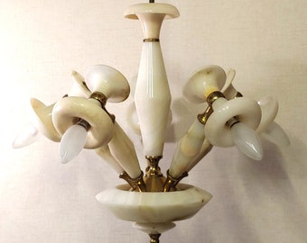 Vintage Six-armed Onyx Marble Chandelier