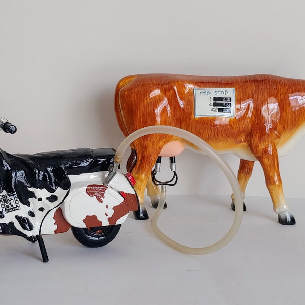 Cow Parade, Handmade Cow and Motorcyle Set