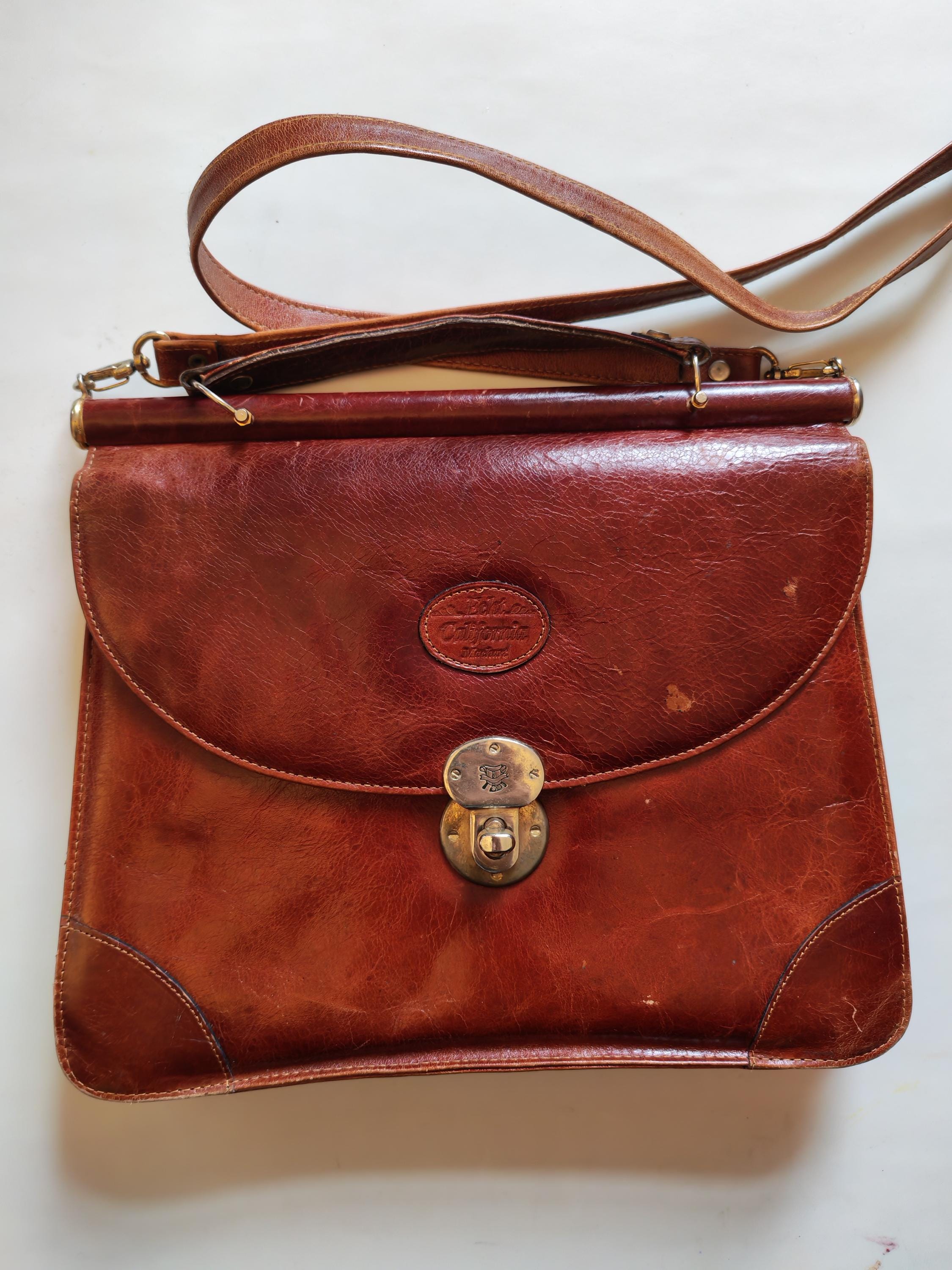 Vintage Leather Shoulder Bag - Echt California Machart, German 