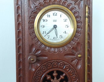 Baduf -Germany Mechanical Clock “French Cut Carved Wooden Dollhouse Grandfather Clock