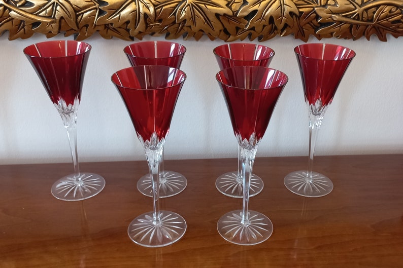 Ajka Crystal Ruby Red Champagne Flutes - Thumbnail 3