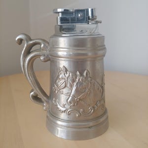 Vintage Table Lighter With Horses Relief