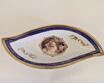 Large French Limoges Porcelain Centerpiece Bowl, Hand-Decorated Floral Design, 14-Inch