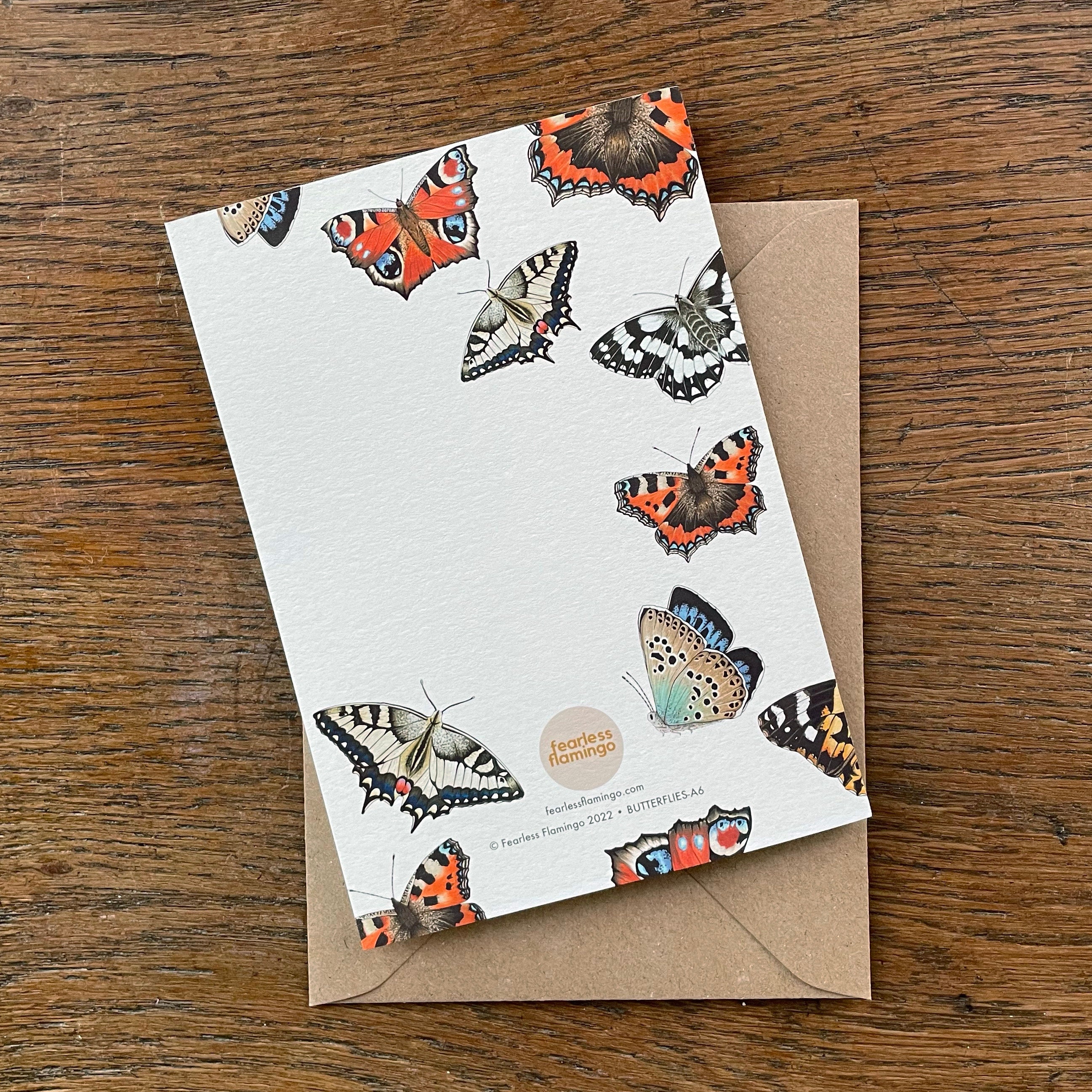 Butterfly Illustrated Greeting Card: Blank Inside, Kraft Envelope - Etsy