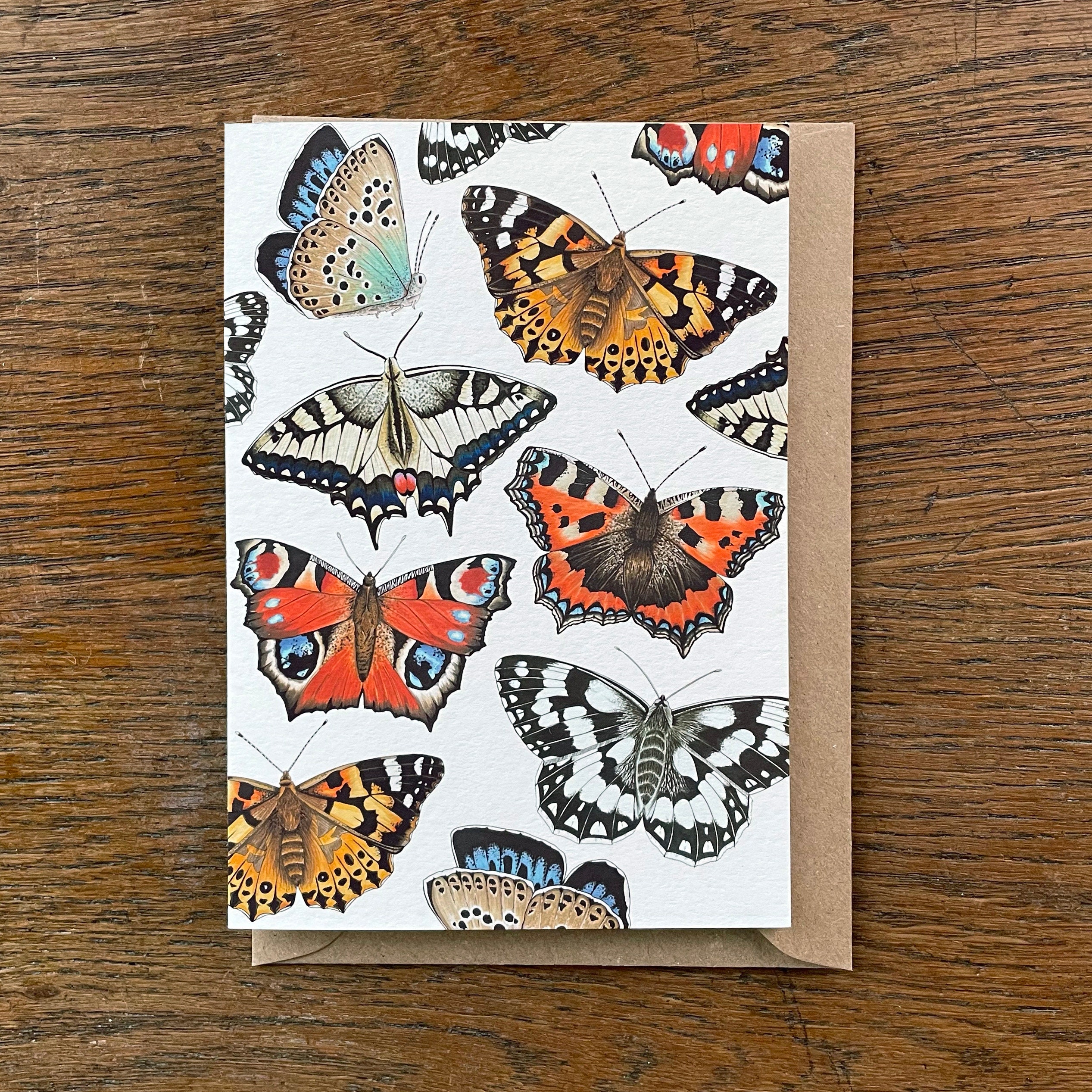 Butterfly Illustrated Greeting Card: Blank Inside, Kraft Envelope - Etsy