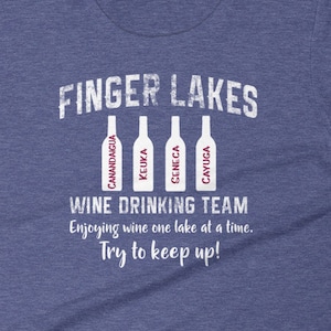 Finger Lakes Wine, Drinking Team, Short Sleeve Women's T-Shirt, Finger Lakes NY, Canandaigua, Keuka, Seneca, Cayuga, wine tour, wine lover