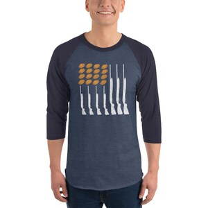 Trap Shooting, Flag, Raglan Sleeve, T-Shirt, Shooting Sports, Sporting Clays, Shotguns, Clay Pigeons, Skeet shooting, US Flag image 2